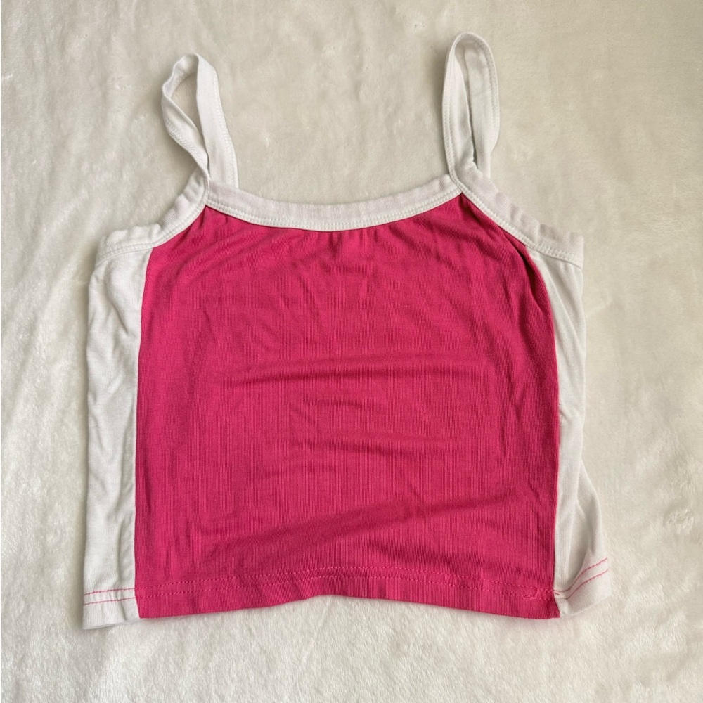 Pink and White Women's Tank Top
